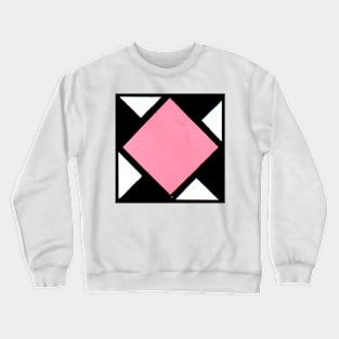 Pink Black and White Diamond Geometric Abstract Acrylic Painting Crewneck Sweatshirt